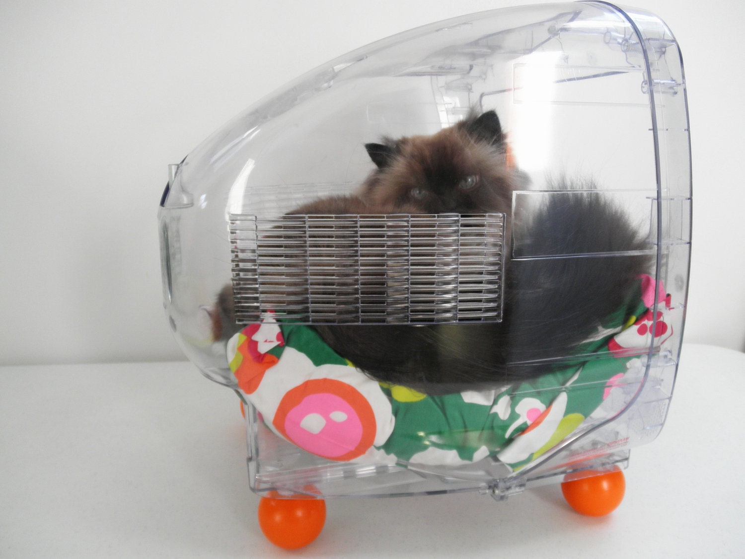Upcycled T.V. Pet Bed - Cat Bed - Dog Bed - Mod Retro - Large Floral Mod Print - Good Mood Comfy Furniture