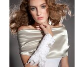 White Satin Lace Feather Wedding Accessory - White Swan