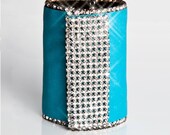 Aquamarine Leather Rhinestone Cuff & Scarf - Tiffany
