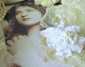 Fabric Flower Pin, Brooch, Corsage - Delicate White and Cream