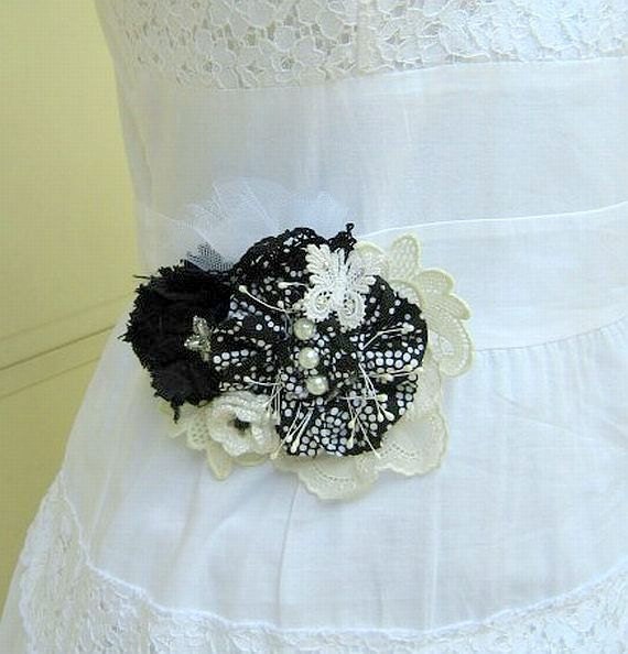 Fabric Flower Pin Brooch, Vintage Lace Butterfly