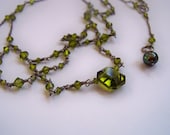 Silver and  Emerald Green Necklace