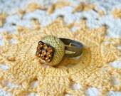Round Yellow and Orange Adjustable Ring
