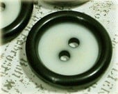 4 Vintage Mod Black and White Plastic Buttons 3/4 Inch 19mm