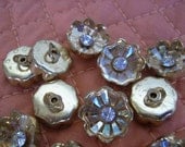 Vintage Rhinestone Buttons gold tone lot of 11