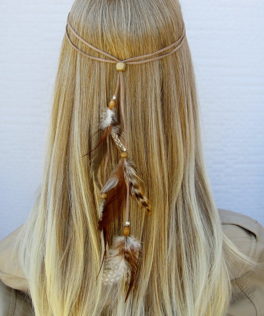 TINY DANCER hippie headband feathers suede