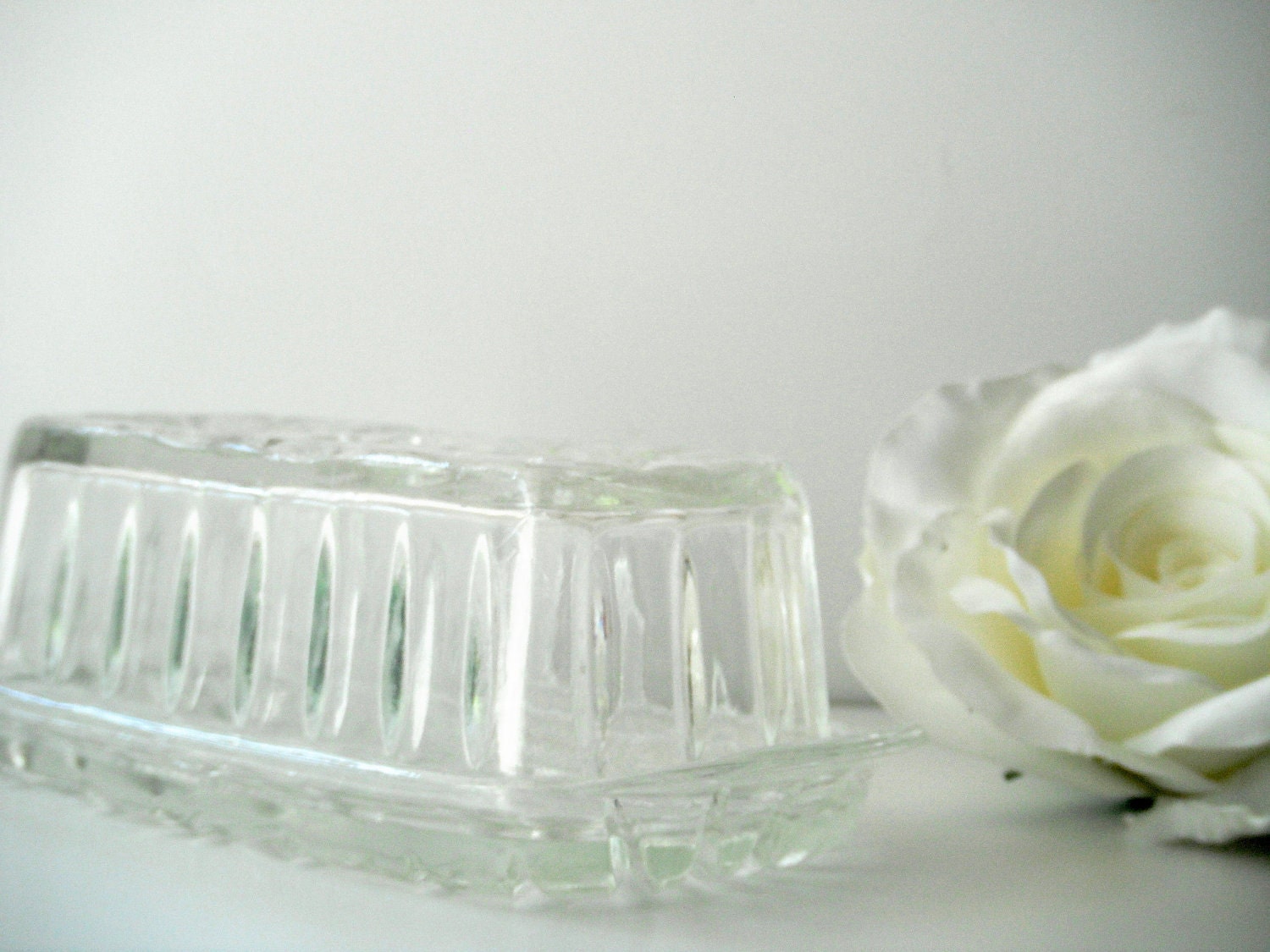 Anchor Hocking Crystal Prescut Butter Dish