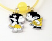 Yellow charm  bracelet Kissing Elves pixies Boyfriend Girlfriend cute