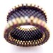 Black Beaded Ring, Art Deco Ring, Couple Ring Bands, Gold Trimming, Statement Ring, Barrel Style, OOAK Handmade by JeannieRichard