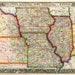 Old state map of Illinois, Missouri, Iowa, Nebraska And Kansas - 1860 PRINT - 11 x 14" (Larger sizes available)