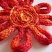 Handknitted Brooch Wool Flower Pin Red Brooch Blossom Plaque