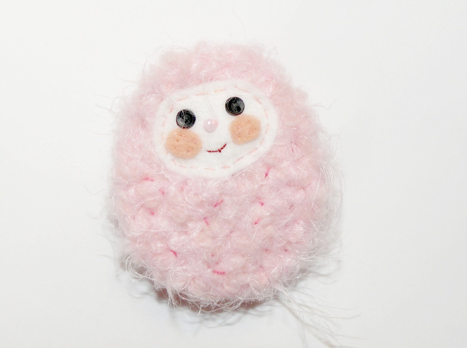 crocheted Brooch Pink Cloud, cute brooch, pin brooch,