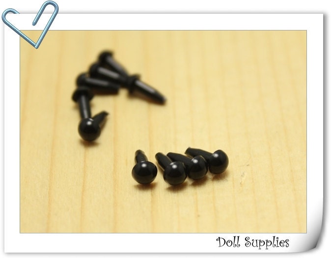 3 mm Doll eyes Toy eyes Animal eyes Plastic eyes Safety eyes - black- 30 PAIRS EA28