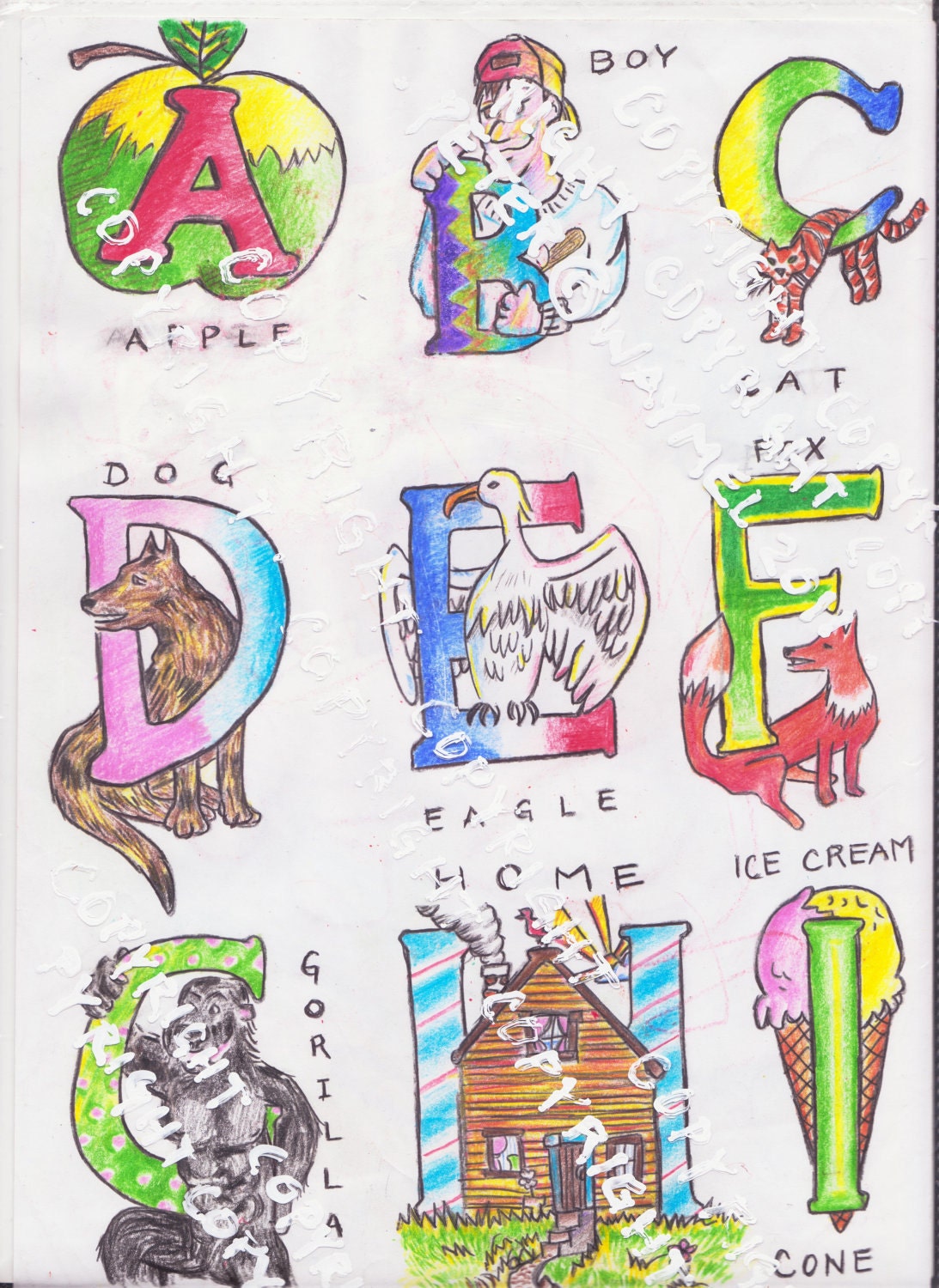 Alphabet poster, children decor, ABC