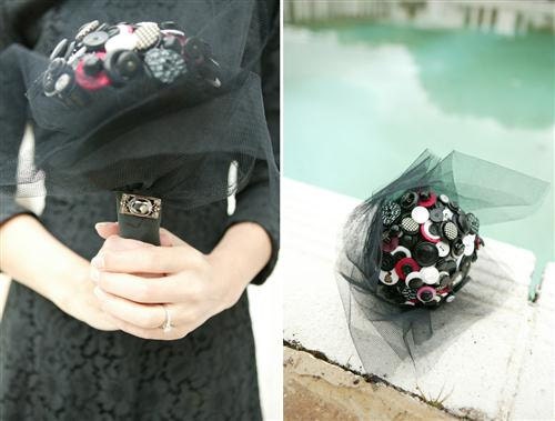 The Rock n Roll Button Bouquet Custom Made Bridal Bouquet.