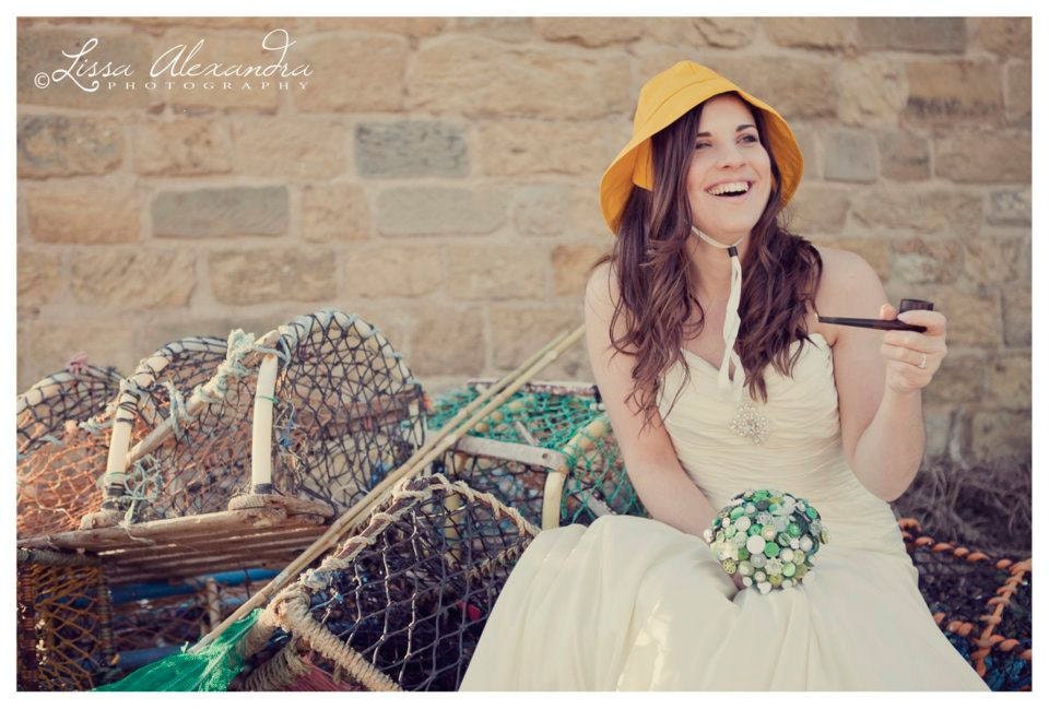 The Ava Bouquet - vintage green alternative bridal button bouquet