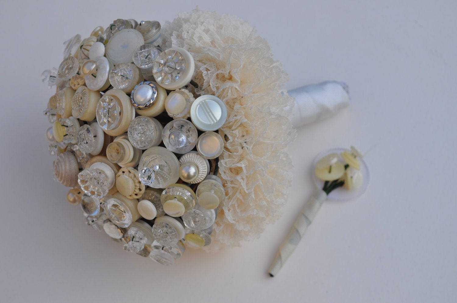Cinderella Bouquet - Vintage glass alternative button bouquet