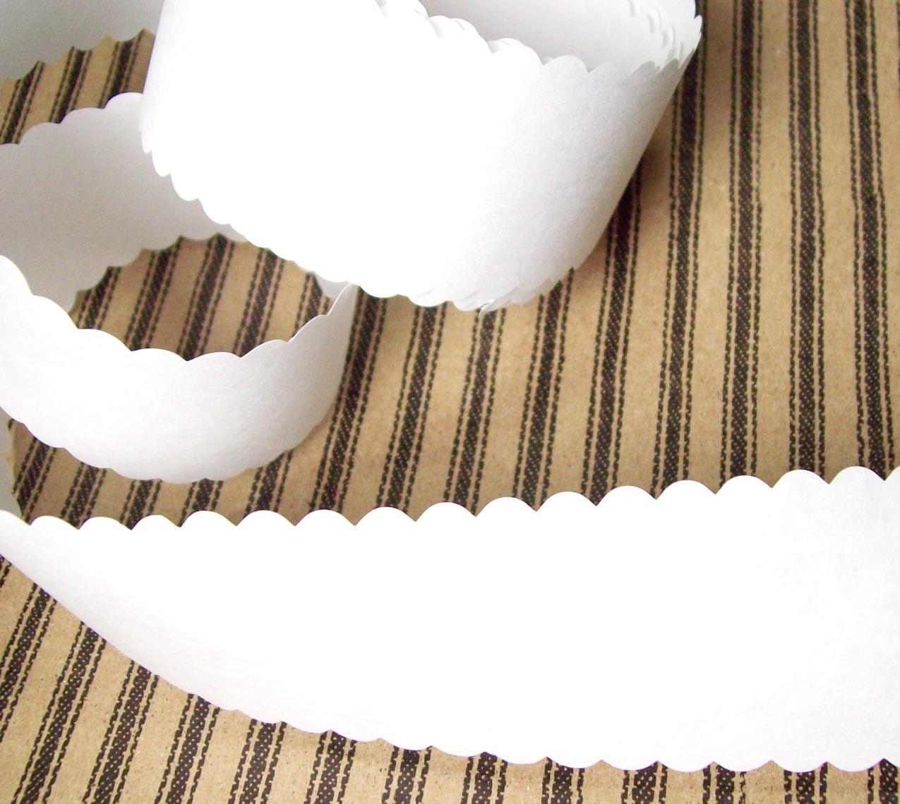 White kraft paper scalloped tape - 1 & 1/2 inch wide water activated tape - 9 yards