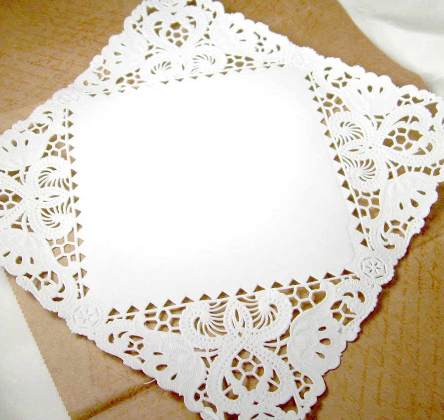 Square Paper Doilies - 25 doilies - 8 inch, white