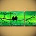 Landscape Modern ORIGINAL Fine Art LOVE Birds Tree Branches 36" Contemporary Green Large Abstract Painting Handmade ready to hang Craft