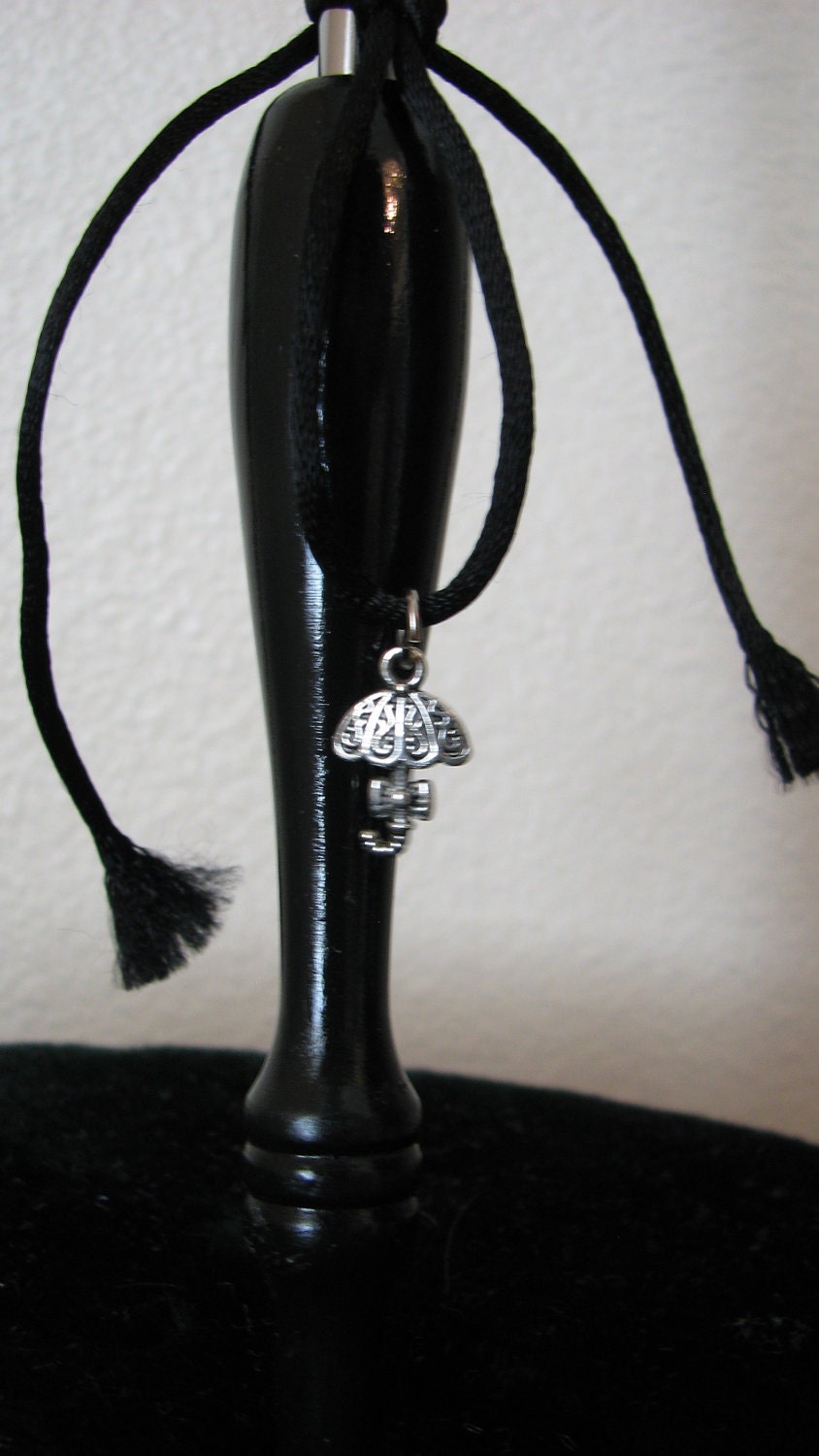 Victorian PARASOL in Black and White Stripe Fabric Accented with a Black Lace Ruffle
