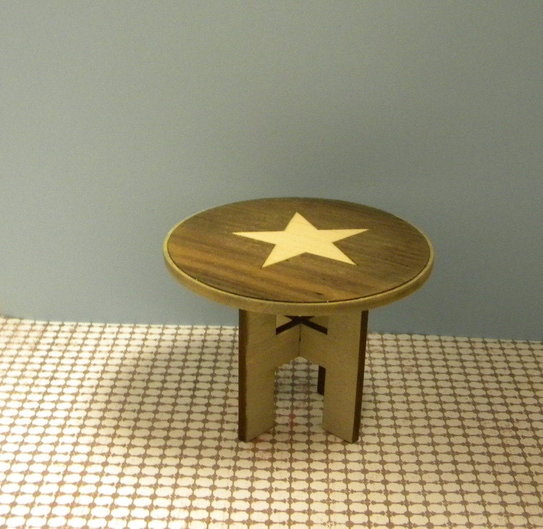 Inlaid star top dining table for cafe saloon home dollhouse miniature