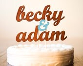 The Whimsical Wedding Cake Topper in Turquoise - Large - Mahogany Wood