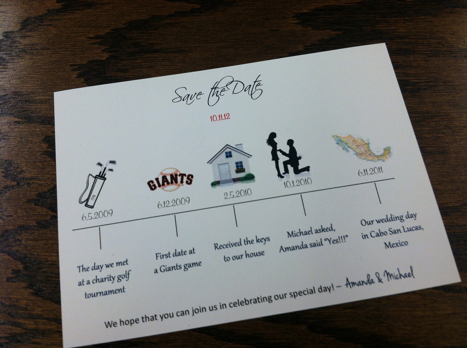 Timeline - Save the Date - Available as a magnet, postcard or one-sided card