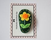 SALE - Green Flower Felt Hair Clip