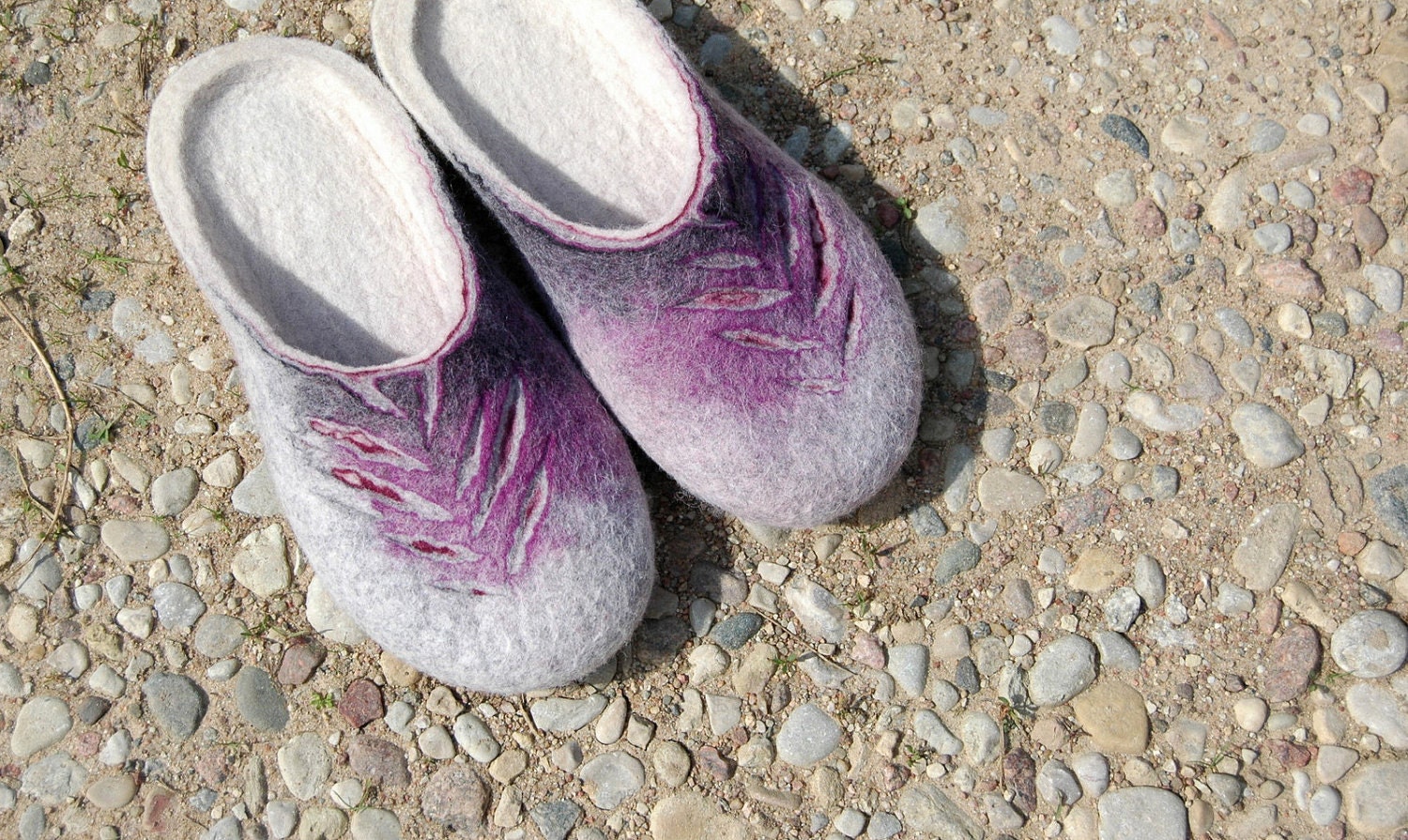 Lilac gray Felted slippers