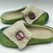 Green hand felted slippers with knitwear decoration READY to ship Size 6