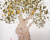 Oak Tree - Original Marbling Art, Marbled Paper, The Original " Marbled Graphics"TM by Robert Wu