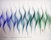 Rhythm - Original Marbling Art, Hand Marbled Paper,The Original " Marbled Graphics"TM by Robert Wu