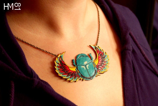 Egyptian Scarab Leather Necklace