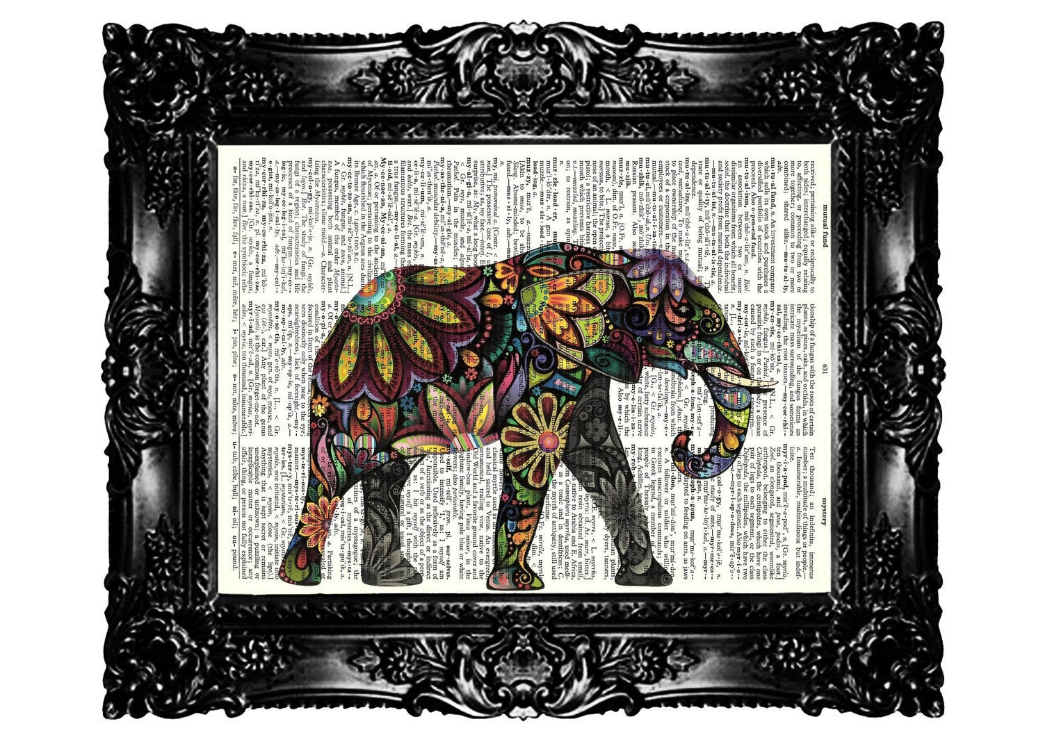 Indian Elephant 4 Upcycled Book Dictionary Art Print Art Prints Vintage Book Print Vintage Book Page Nursery Buy 3 get 4th free