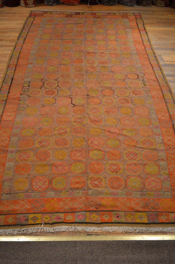 S2041 size 6.7 x 12.5 Antique Khotan Rug / Vintage Oriental Rug