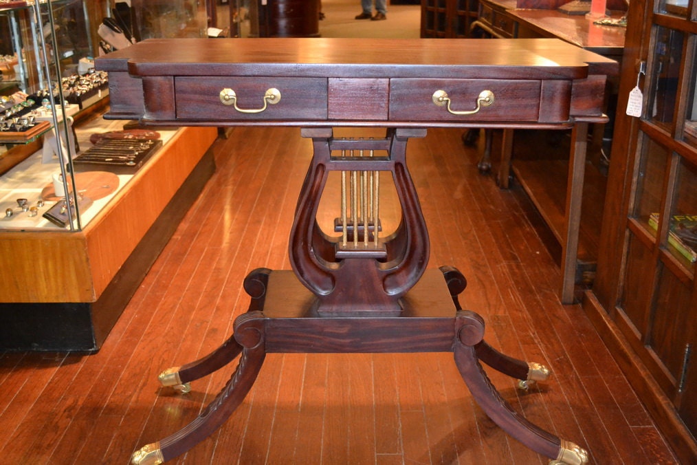Mahogany Entry table/ Mahogany Lyre table