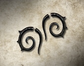Girl With The Dragon Tattoo - Fake Gauges - Lisbeth Spiral Hoops - Eco-Friendly Horn Earrings
