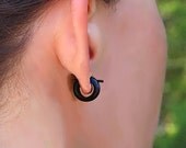 Wooden Post Earrings - Mini Hoops - Eco-Friendly Dark Tropical Wood