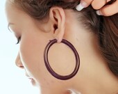 Wooden Post Earrings - Large Hoops - Eco Friendly