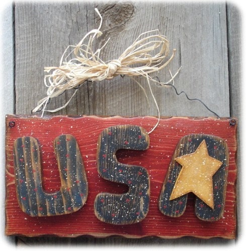 Americana USA Sign 4th of July Summer Hand Painted Wood
