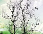 After All - whimsical conceptual fine art photo print nature tub silhouette branch tree surreal unisex gift for him green brown mint