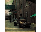 Photo Print - Retro Alley - car old vintage weathered style rustic wall decor dude gear man for him unisex vehicle steampunk brown dark