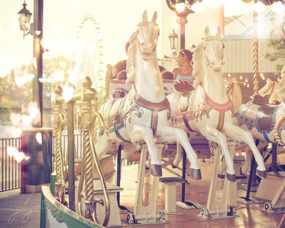 Dreamy Merry-go-Round photograph romantic carousel carnival childhood memory nursery decor fine art photo love valentine gift for her sunny