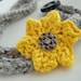 Hair band with flower - knit double strand headband - button closure - choose your colors