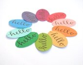 Handwritten Hello Stickers in Rainbow Colors . Envelope Seals with Modern Calligraphy . Stationery Supply . Set of 10