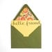 Hello Friend Stationery Set . Handwritten Calligraphy . Lemon Yellow . Floral Lined Moss Green Envelopes . Set of 5 Notecards