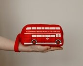 Red Felt London Bus Pouch.