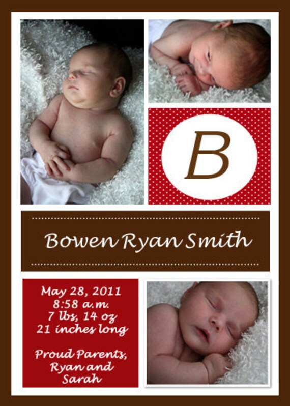 Printable Baby Boy Birth Announcement Il_570xn