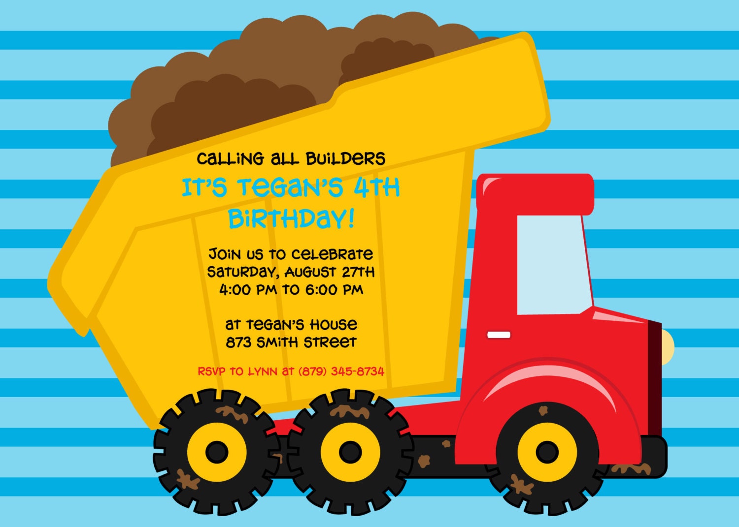 Printable Dump Truck Birthday Party Invitation Il_570xn